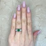 Retro English Emerald and diamond Vangale Ring Hand Picture f1 OCT2557