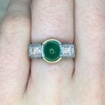 Front Finger View 2.50 carat emerald and diamond Vangale Ring f2 OCT2557