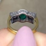 Back View Cabochon Emerald Set in Platinum on 18k Yellow Gold Ring f6 OCT2557