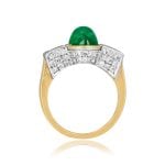 Retro English Emerald and Diamond Vangale Ring, Circa 1940 OCT2557 side view photo