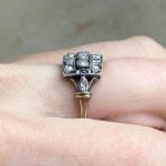 Side Finger View Diamonds set in Platinum on 18k Yellow Gold Ring f1 OCT2569
