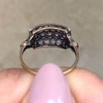 Antique Engagement Ring with Three Rows of Diamonds Back View f6 OCT2569