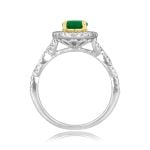 1.00ct Emerald and Diamond Halo Saliano Ring RKK3511135 side view photo