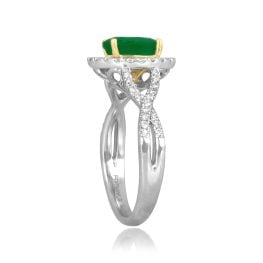 1.00ct Oval Cut Emerald and Diamond Camellino Ring RKK3511324 top side view photo