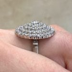 Shared Prong-Set Diamond Cluster Engagement Ring Side Finger View f4 SEV201