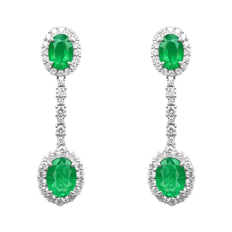 Emerald and Diamond Seminole Earrings