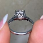 Back View of Prong-Set Diamond Center with Platinum Shank f6 sh4ct2