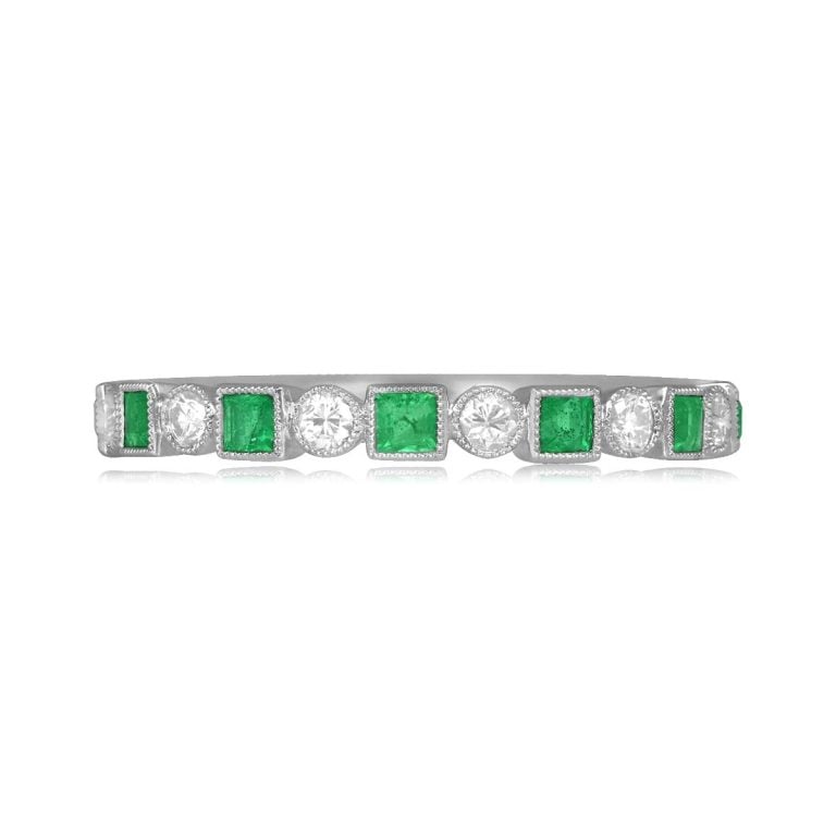 Emerald and Diamond Half Eternity Polima Band 2.3mm
