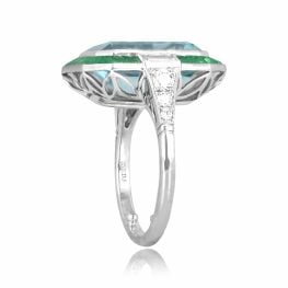 6.36ct Aquamarine and Emerald Halo Oceanside Ring 16026 top side view