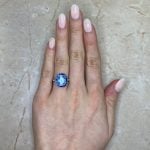 2.68ct Cushion-Cut Aquamarine and Sapphire Halo Hand Picture f1 16027