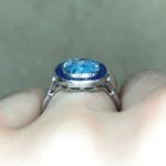 Aquamarine Center with Sapphire Halo Ring Basket View f3 16027