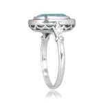 2.68ct Aquamarine with sapphire Halo Cortos Ring 16027 top side view photo