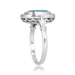 2.68ct Aquamarine with sapphire Halo Cortos Ring 16027 top side view photo