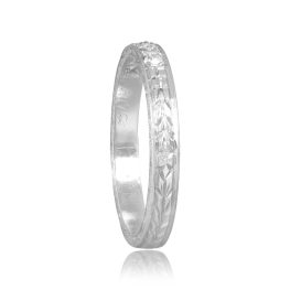 Art Deco Diamond Engraved Marinello Band, Circa 1925 2.45mm 16064 top side view photo