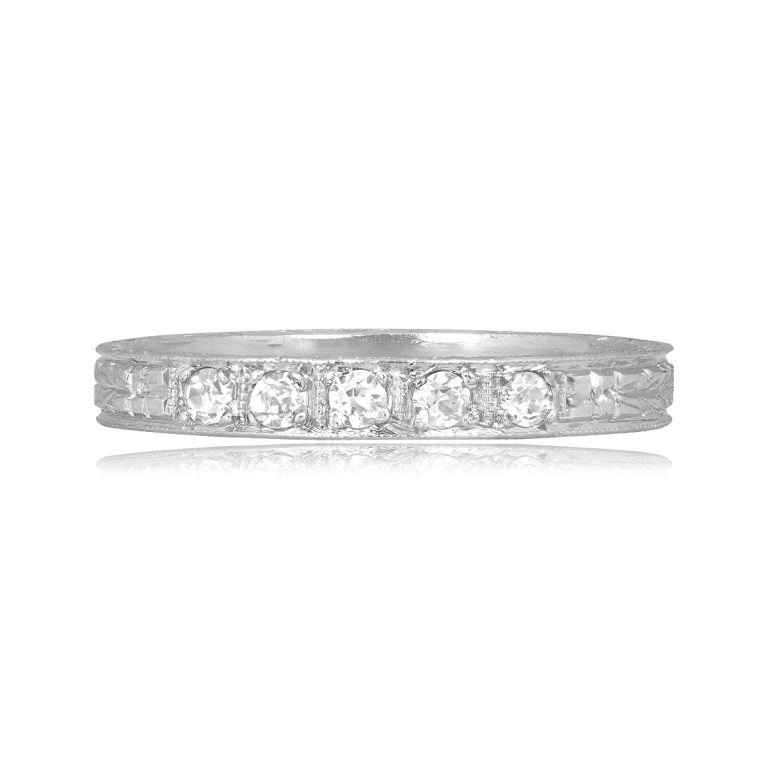 Art Deco Diamond Engraved Marinello Band, Circa 1925 2.45mm