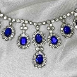 diamond and sapphire necklace floral design Bellegra Necklace 16082