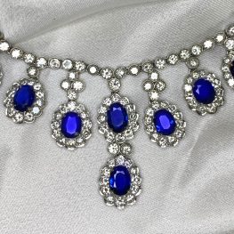 diamond and sapphire necklace floral design Bellegra Necklace 16082