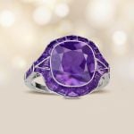 Amethyst Halo Platinum Valsain Ring 16090 artistic photo