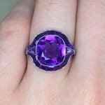 Amethyst Halo Platinum Valsain Ring
