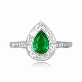 0.47 carat pear shaped emerald stone with diamond halo Alvide Ring 16133