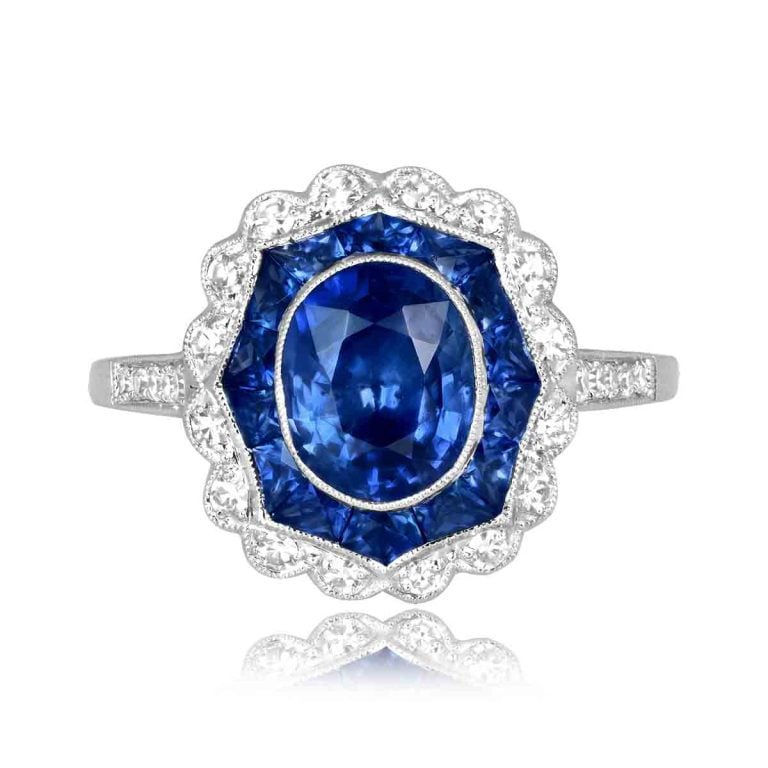 1.69ct Sapphire Double Halo Cammoro Ring