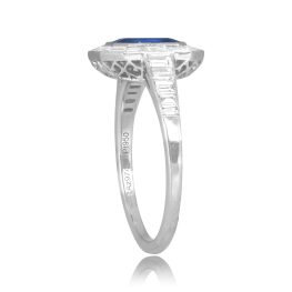 1.64 carat emerald cut sapphire platinum diamond halo Arvello Ring 16138 TSV