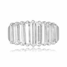 nine baguette diamond ring prong set in platinum Cannara Ring 16139