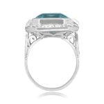 11.00 carat aquamarine and diamond platinum halo Tarano Ring 16410 SV