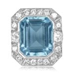 11.00ct emerald cut aquamarine platinum halo Tarano Ring 16410 TV