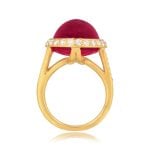 19.06ct Cabochon Rubellite yellow gold Halo Torretta Ring JG205 SV