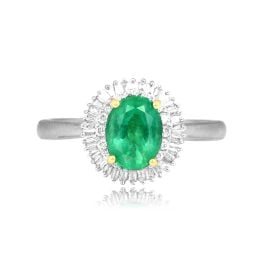 1.20 carat center oval-cut emerald with double mix cut diamond halo Edrada Ring RKK3014171