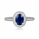 1.01 carat center oval-cut sapphire stone with diamond halo Almagro Ring RKK3036138