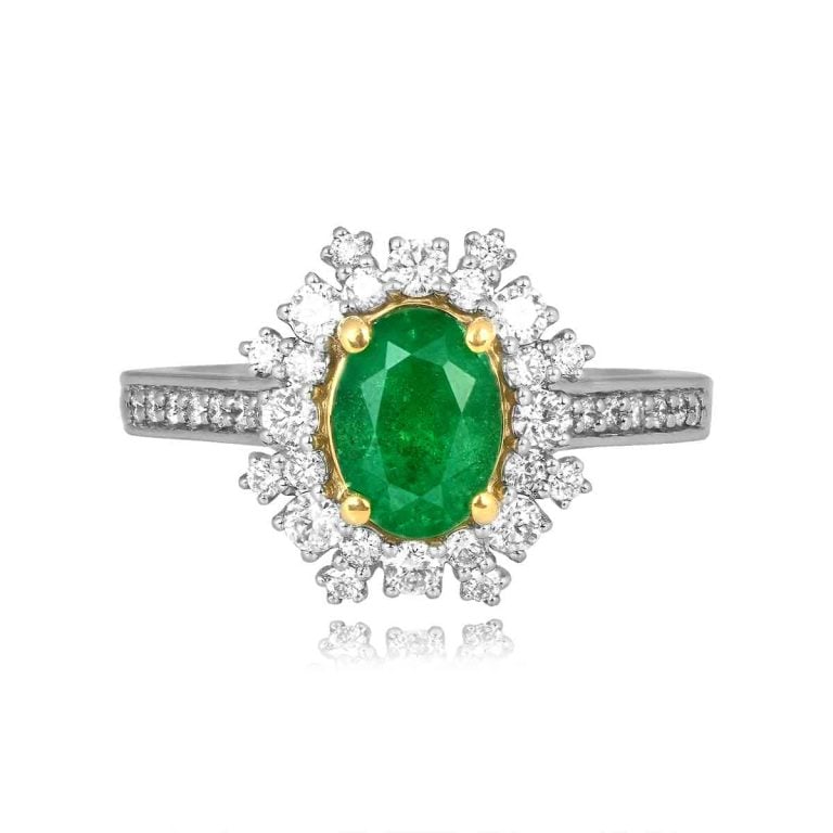 1.00ct Emerald and Diamond Siles Ring