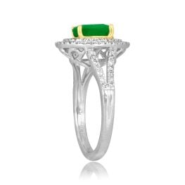 1.00ct Emerald and Diamond Halo Amantea Ring RKK3507672 top side view photo