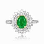 center 1.00 carat oval emerald with floral diamond design Prisa Ring RKK3511045