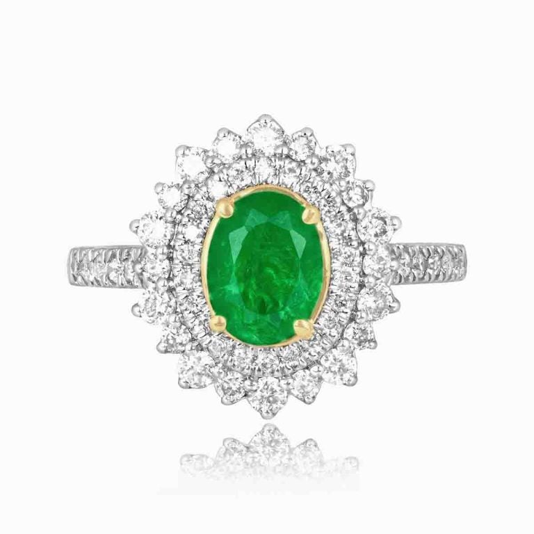 1.00ct Emerald and Diamond Floral Prisa Ring