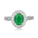 1.00 carat emerald center stone with diamond halo Saliano Ring RKK3511135