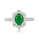 center 1.00 carat emerald stone surrounded by an open diamond design Verzino Ring RKK3511721
