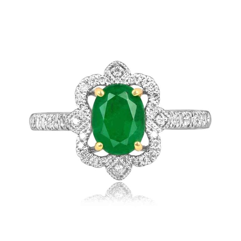 1.00ct Emerald and Diamond Verzino Ring