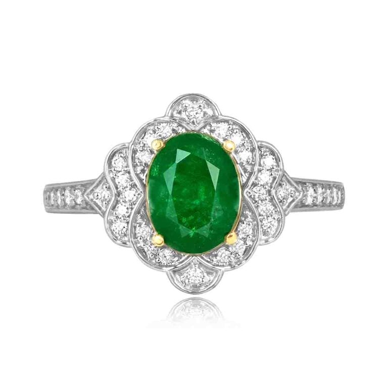 1.00ct Emerald and Diamond Zamora Ring