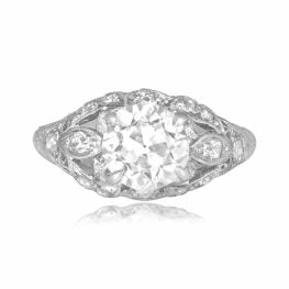 Art Deco 1.16ct old European cut diamond platinum filigree Narros Ring 16000 TV