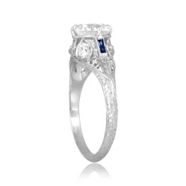 Art Deco 1.74ct old European diamond platinum sapphire Calciano Ring 16028 TSV