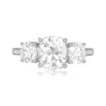1.60ct elongated antique cushion cut platinum three stone Marzano Ring 16044 TV