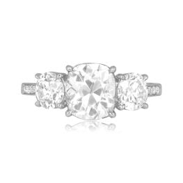 1.60ct elongated antique cushion cut platinum three stone Marzano Ring 16044 TV