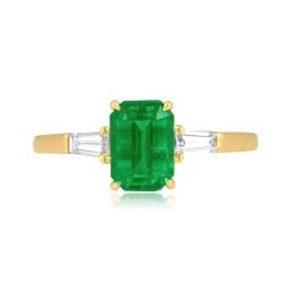 1.40ct emerald cut emerald yellow gold diamond accent Fellari Ring 16052 TV