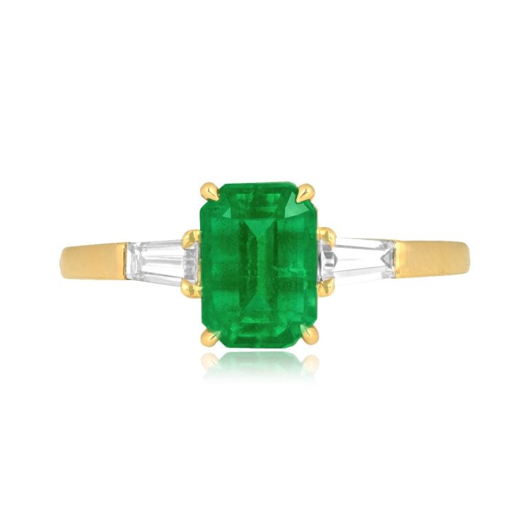 1.40ct Emerald Cut Emerald and Diamond Fellari Ring