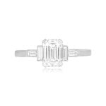 1.00 carat emerald cut diamond platinum accent ring 16075 TV