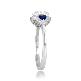 1.01ct cushion cut diamond paltinum sapphire accent Levant Ring 16078 TSV
