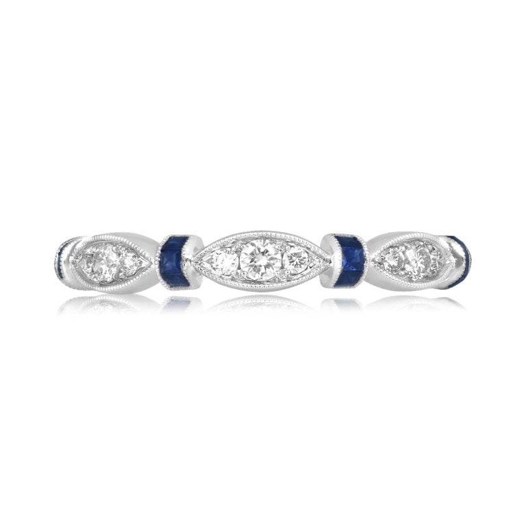 Diamond and Sapphire Half Eternity Perano Band 3.10mm
