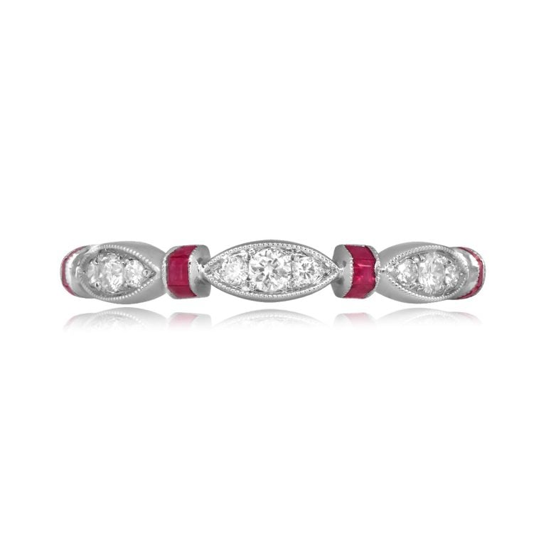 Diamond and Ruby Platinum Filetto Band 3.1mm